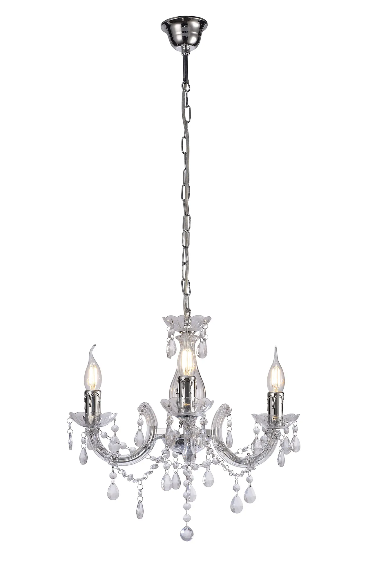 Floria Acrylic Chandelier 3 Light Polished Chrome D0416  Deco Floria
